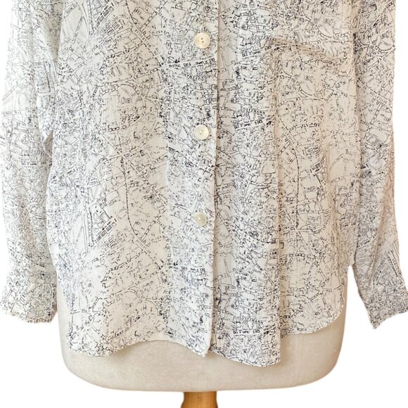 Colours by Alexander Julian Silk All Over Print Blouse French Map Artsy Travel-8 - Picture 8 of 15
